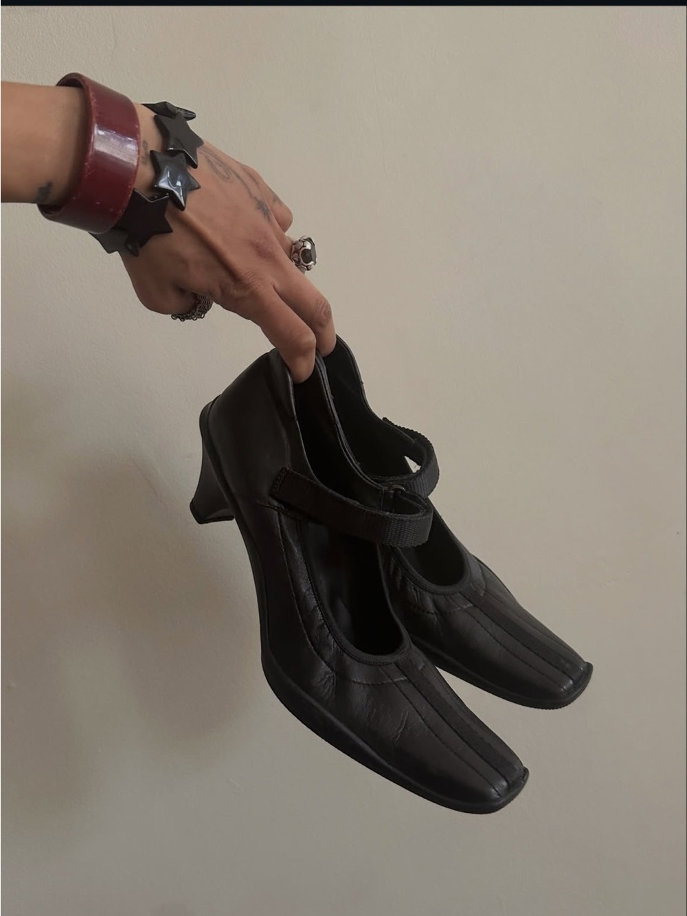 Vintage Prada Black Mary Jane Heels with Low Block Heel